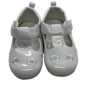 Tendertoes Infant Girls White Flower Dressy Strap Shoes Size 4